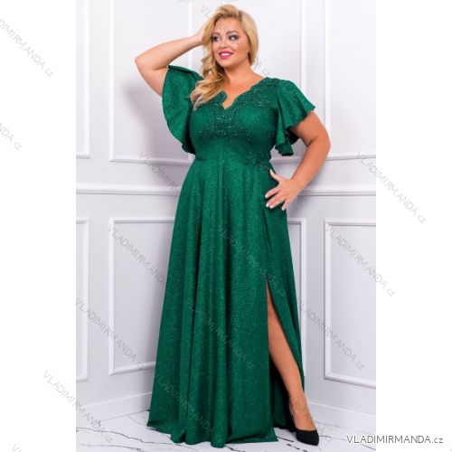 Damen Plus Size (42-46) langes elegantes ärmelloses Partykleid POLISH FASHION PMLBC23265-10 grün 48