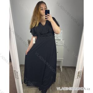 Damenkleid in Übergröße, lang, elegant, lässig, kurzärmlig (2XL/3XL, Einheitsgröße) ITALIAN FASHION IM423ISABELA