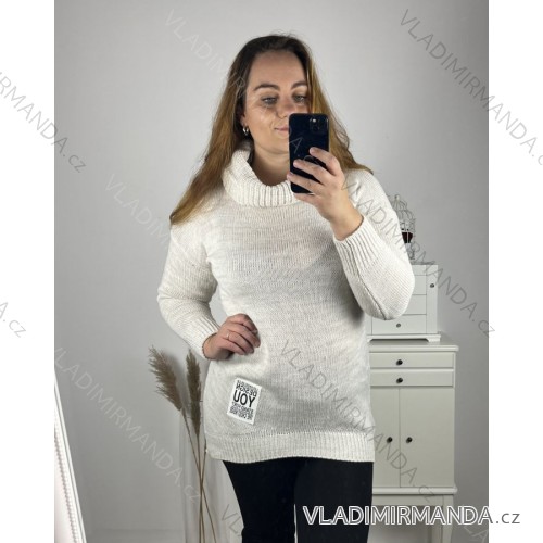 Damen-Strickpullover mit langen Ärmeln in Übergröße (2XL/3XL EINHEITSGRÖSSE) ITALIAN FASHION IM423758 2XL/3XL béžová