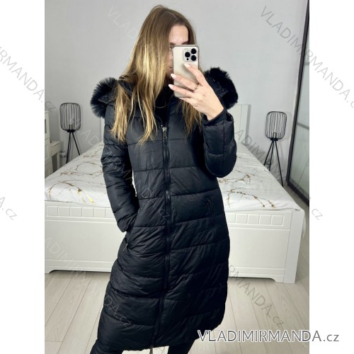 Beschichten Sie Winterpark mit Pelzfrauen (sml-xl) FASHION ITALY IM917S-100 schwarz S