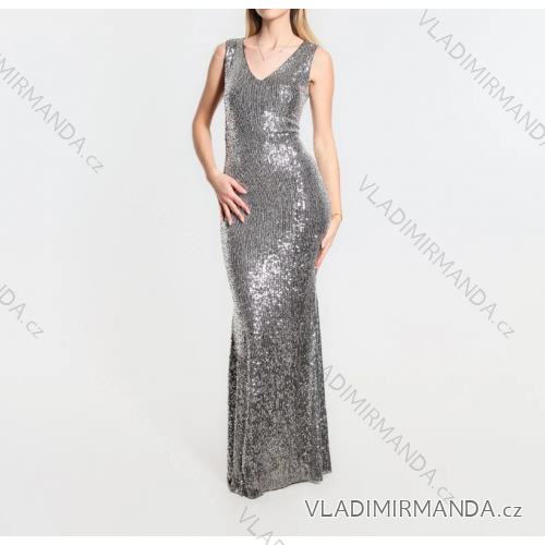 Langes Partykleid mit Trägern und Pailletten für Damen (Einheitsgröße S/M) ITALIAN FASHION IMPMD2320672C