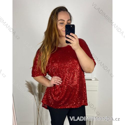 Damen-Tunika mit langen Ärmeln und kurzen Ärmeln in Übergröße (3XL/4XL Einheitsgröße) ITALIAN FASHION IMC23STREET