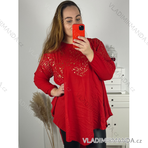 Tunika dlouhý rukáv dámská nadrozměr (3XL/4XL ONE SIZE) ITALSKÁ MÓDA IMWQ23126 rot 3xl / 4xl