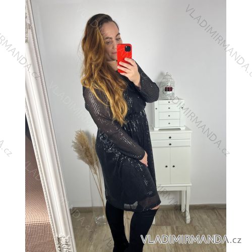 Tunika / Bluse Langarm Damen Oversized (3XL / 4XL ONE SIZE) ITALIAN FASHION IMWQ23170 schwarz 3xl / 4xl