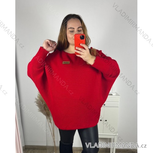 Pullover Oversize Langarm Damen Oversized (XL / 2XL ONE SIZE) ITALIAN MODA IM721350 4XL / 5XL rot