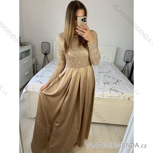 Langes, elegantes Langarmkleid für Damen (S/M EINHEITSGRÖSSE) ITALIAN FASHION IMPGM2316482