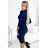 237-4 KELLY Elegantes Kleid mit Ausschnitt und 3/4 Ärmeln – Marineblau