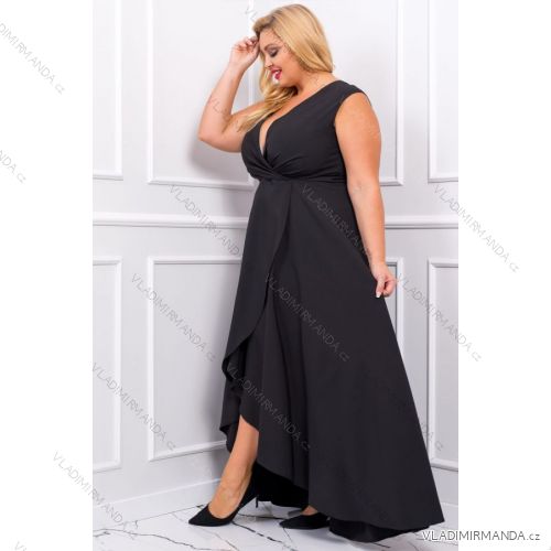 Damen Plus Size (42-46) langes elegantes ärmelloses Partykleid POLISH FASHION PMLBC23265-10 schwarz 48