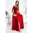 524-1 Langes, elegantes One-Shoulder-Kleid aus Satin – Rot