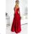 524-1 Langes, elegantes One-Shoulder-Kleid aus Satin – Rot