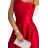 524-1 Langes, elegantes One-Shoulder-Kleid aus Satin – Rot