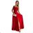 524-1 Langes, elegantes One-Shoulder-Kleid aus Satin – Rot