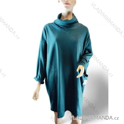 Kleid klassisch 3/4 Langarm Damen plus Größe (XL/2XL ONE SIZE) ITALIAN FASHION IMC22519 XL/2XL Smaragd