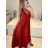 Kleid klassische Kurzarm Frauen (Uni S / M) ITALIAN FASHION IMC20203 M / L rot