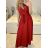 Kleid klassische Kurzarm Frauen (Uni S / M) ITALIAN FASHION IMC20203 M / L rot