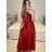 Kleid klassische Kurzarm Frauen (Uni S / M) ITALIAN FASHION IMC20203 M / L rot