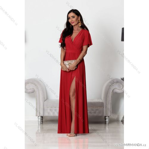 Trägerloses langes Partykleid aus Satin für Damen (34-42) POLISH FASHION PMLEL24NATHALIE rot XXL