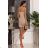 Kurzes glitzerndes trägerloses Partykleid für Damen (34-40) POLISH FASHION PMLEL24PATI1 Beige 40