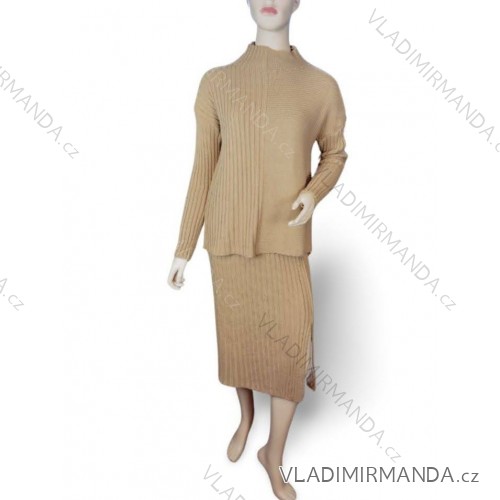 Set aus langärmligem Strickrock und Rollkragenpullover für Damen (Einheitsgröße S/M) ITALIAN FASHION IMPGM233769 S/M braun