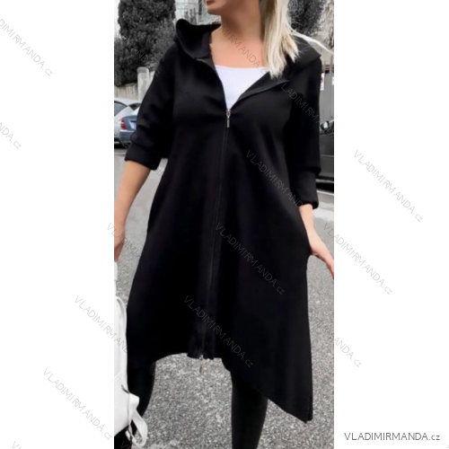 Langärmliger, übergroßer Kapuzen-Sweatshirtmantel mit Reißverschluss für Damen (S/M EINHEITSGRÖSSE) ITALIAN FASHION IMPLI2385141