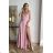 Damen Plus Size (42-46) langes elegantes ärmelloses Partykleid POLISH FASHION PMLBC23265-10 pink 40