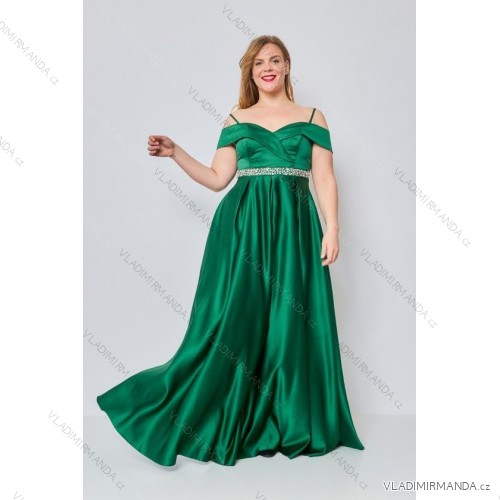 Langes, elegantes Party-Carmen-Kleid für Damen, Übergröße (4248) FRENCH FASHION FMPEL23PATRICIAQS -   Smaragd
 -   42