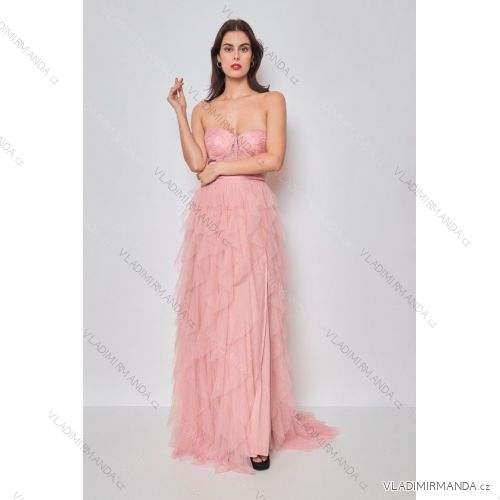 Langes, elegantes, trägerloses Partykleid für Damen (SL) FRENCH FASHION FMPEL23DORIANE pink S