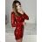 Langärmliges, glitzerndes Pailletten-Partykleid für Damen (Einheitsgröße S/M) ITALIAN FASHION IMPBB23B24389 S / M rot