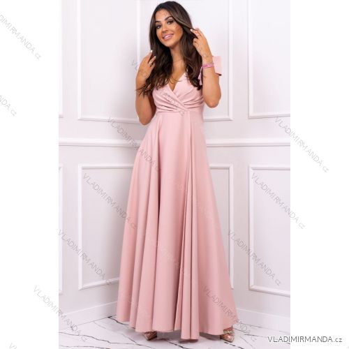 Damen Plus Size (42-46) langes elegantes ärmelloses Partykleid POLISH FASHION PMLBC23265-10 46 růžová starorůžová