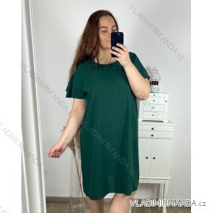 Šaty s páskem krátký rukáv dámské nadrozměr (XL/2XL ONE SIZE) ITALSKÁ MÓDA IMBM23019