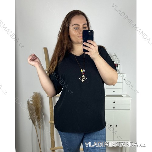 Tunika dlouhý rukáv dámská nadrozměr (3XL/4XL ONE SIZE) ITALSKÁ MÓDA IMWQ23126 3xl / 4xl schwarz