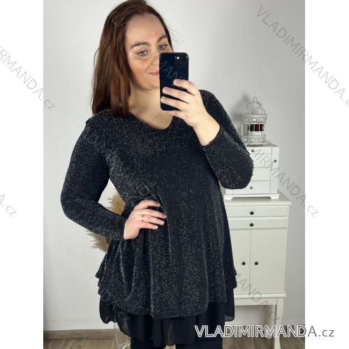 Übergroßes Kleid mit langen Ärmeln für Damen in Übergröße (XL/2XL/3XL, EINHEITSGRÖSSE) ITALIAN FASHION IMC23024