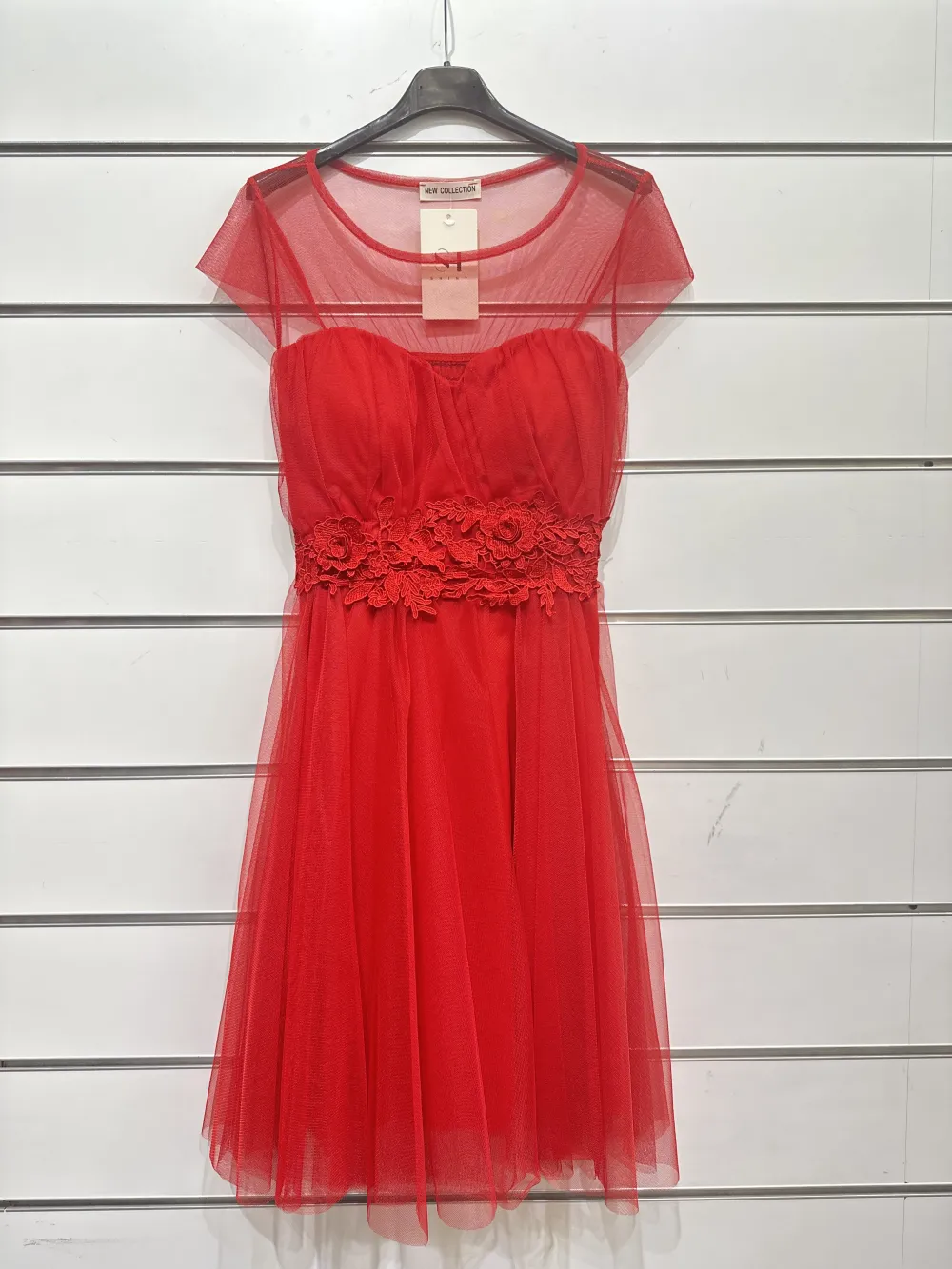 Trägerloses kurzes Partykleid für Damen (Einheitsgröße S/M) ITALIAN FASHION IMPSH23C662 rot S / M