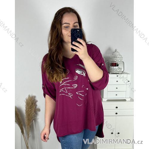 Tunika dlouhý rukáv dámská nadrozměr (3XL/4XL ONE SIZE) ITALSKÁ MÓDA IMWQ23126