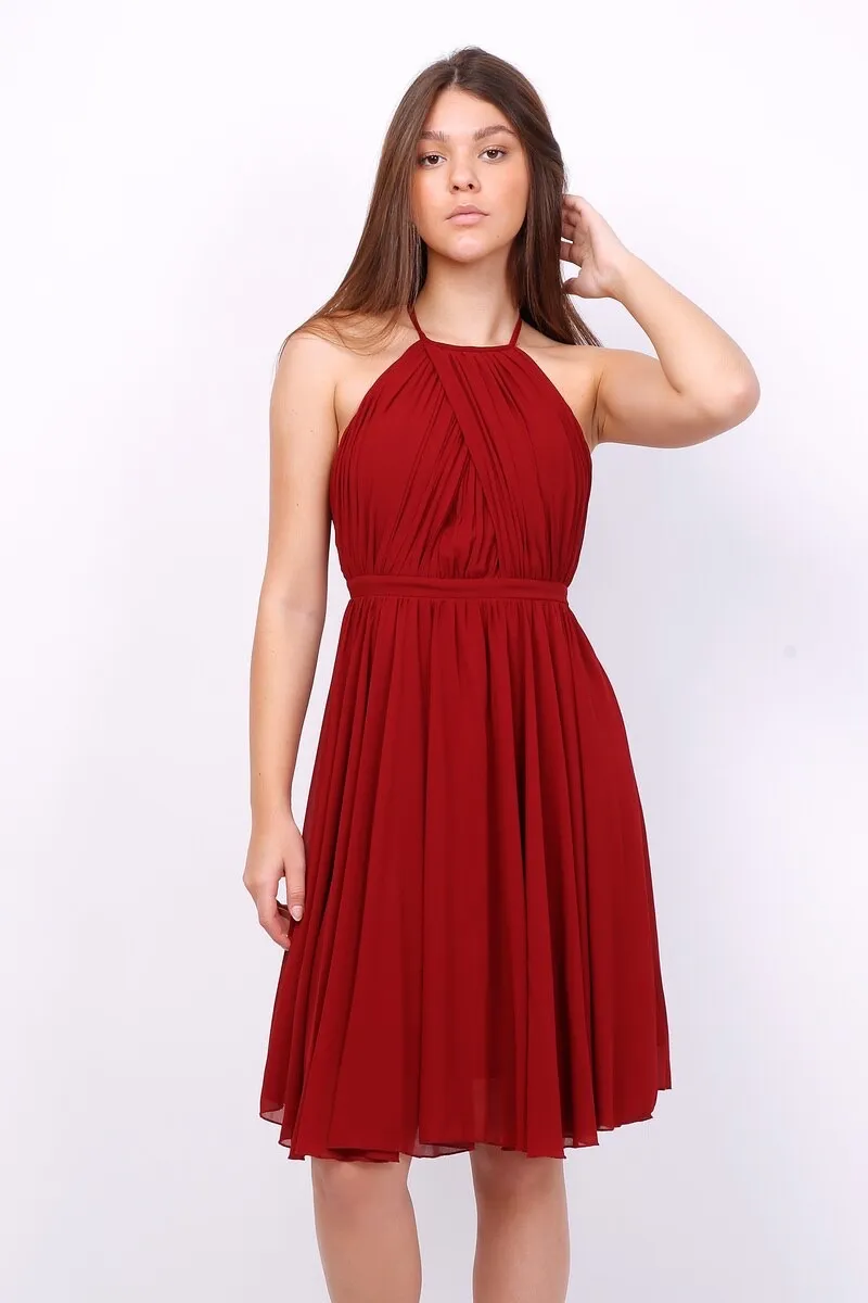 Kurzes trägerloses Partykleid für Damen (Einheitsgröße S/M) ITALIAN FASHION IMPSH23H2099 rot S / M