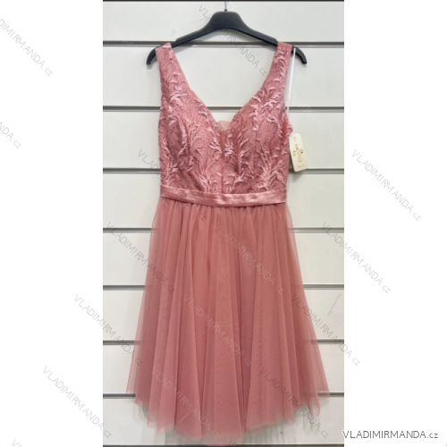 Kurzes trägerloses Partykleid für Damen (S/M EINHEITSGRÖSSE) ITALIAN FASHION IMPSH24C612 rosa Lachs S/M