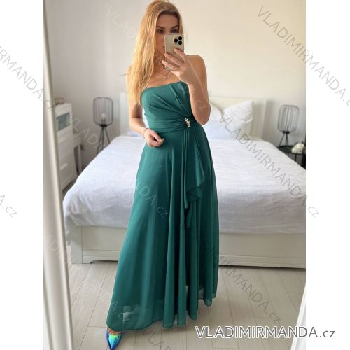 Langes, elegantes, ärmelloses Chiffonkleid für Damen (Einheitsgröße S/M) ITALIAN FASHION IM423265