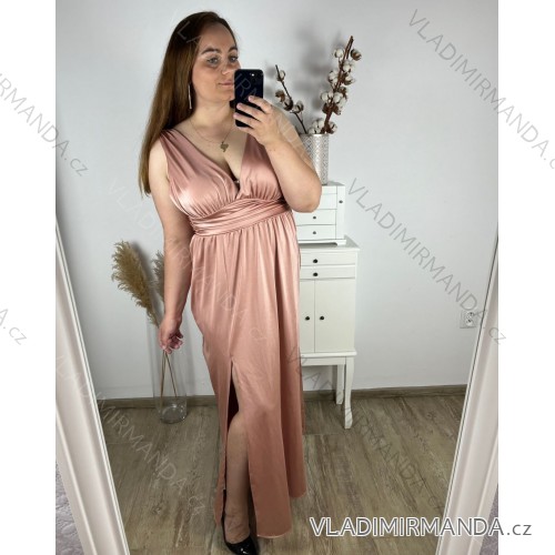 Trägerloses langes Partykleid für Damen (XL/2XL GROSSE GRÖSSE) ITALIAN FASHION IMPSH245192A XL/2XL růžová starorůžová