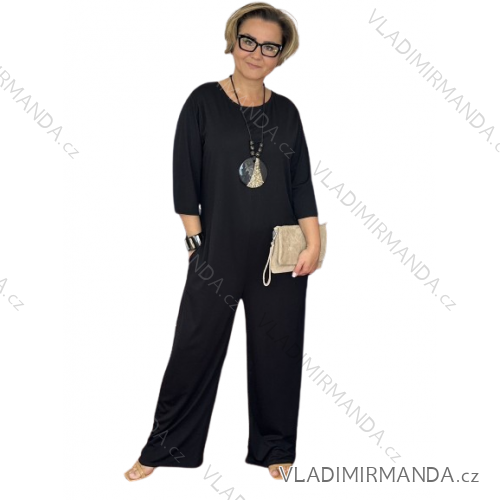 Langer Overall mit Anhänger 3/4 Langarm Damen Übergröße (50-58) ITALIAN FASHION IMWEC24016