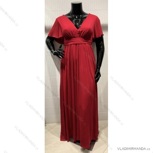 Kleid Lang Elegant Party Kurzarm Damen Übergröße (42-48) FRENCH FASHION FMPEL23TACHAQS rot 48