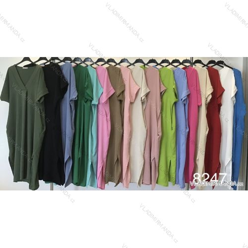 Langes Chiffon-Kurzarmkleid für Damen (S/M ONE SIZE) ITALIAN FASHION IMWGS231048