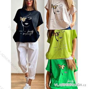 Damen-Kurzarm-T-Shirt aus Baumwolle (S/M EINHEITSGRÖSSE) ITALIAN FASHION IMWGM23457