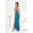 Langes, elegantes Damenkleid mit breiten Trägern (SL) FRENCH FASHION FMPEL23VELVET blau azurblau 34