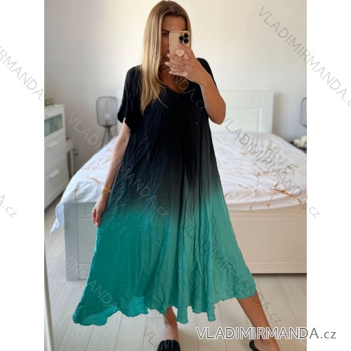 Langes Chiffon-Kurzarmkleid für Damen (S/M ONE SIZE) ITALIAN FASHION IMWGS231048 -   türkis -   56/58