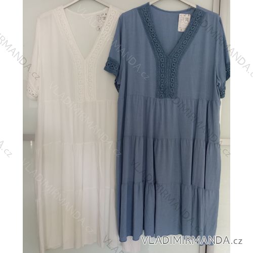 Damen-Sommerkleid aus Spitze in Übergröße mit kurzen Ärmeln (XL/2XL/3XL Einheitsgröße) ITALIAN FASHION IMB23HIPP