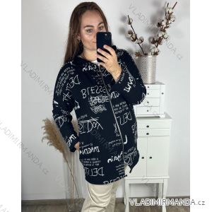 Langarm-Kapuzenpullover mit Reißverschluss für Damen in Übergröße (2XL/3XL Einheitsgröße) ITALIAN FASHION IMC23388