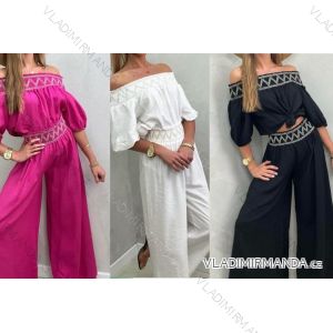 Set aus übergroßen Hosen und Langarm-T-Shirt für Damen in Übergröße (M/L/XL Einheitsgröße) ITALIAN FASHION IMC24036