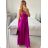 Langes Sommerkleid aus Satin mit Trägern Damen mit Gürtel (UNI S / M) ITALIAN FASHION IMM22INFINITE -   grüne Erbse -   S / M
