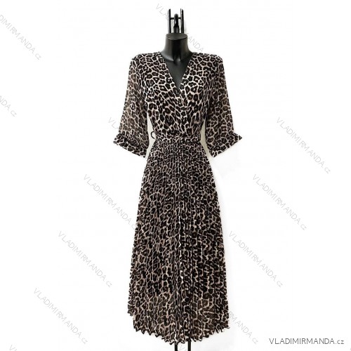 Langärmeliges Sommerkleid für Damen (Einheitsgröße S/M) ITALIAN FASHION IMPES238990 hnědá gepard S / M