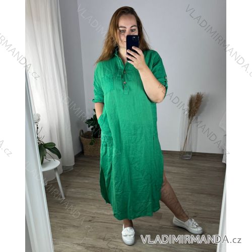 Kurzarmhemd Kleid Kleid (uni L-2XL) ITALIENISCH MODA IMS20002